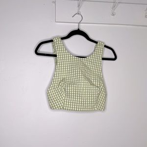 NEW! Zara thick strapped green and white crop top